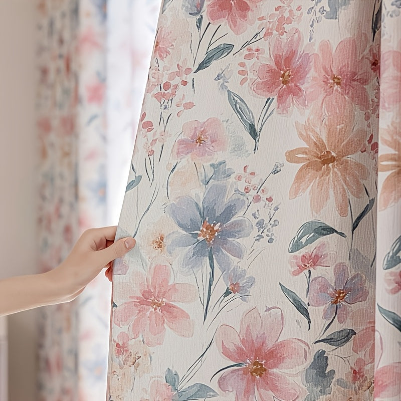 Rideau occultant en chenille jacquard floral style campagne française