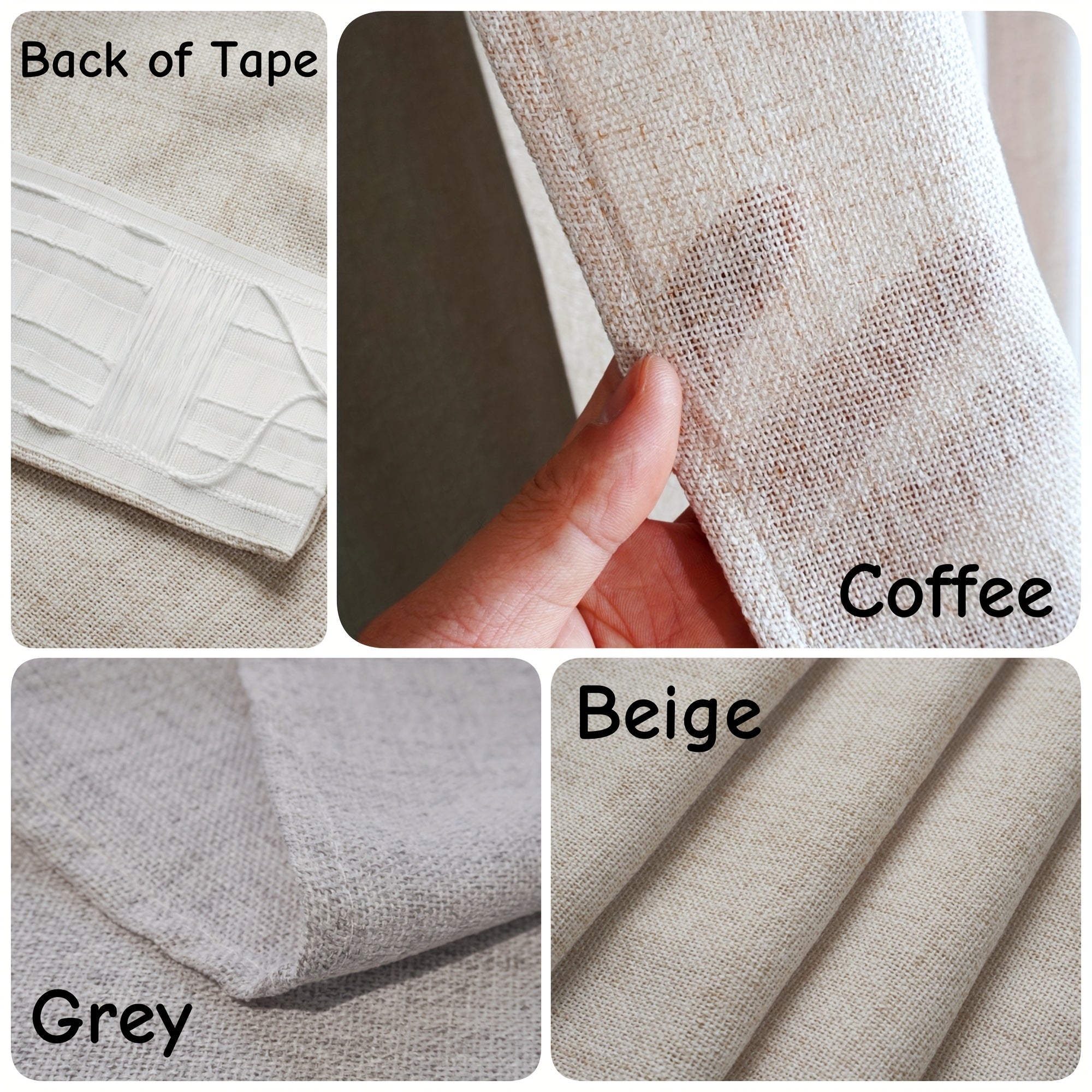 Rideaux tamisants effet lin polyester pour salon et chambre (2 panneaux)