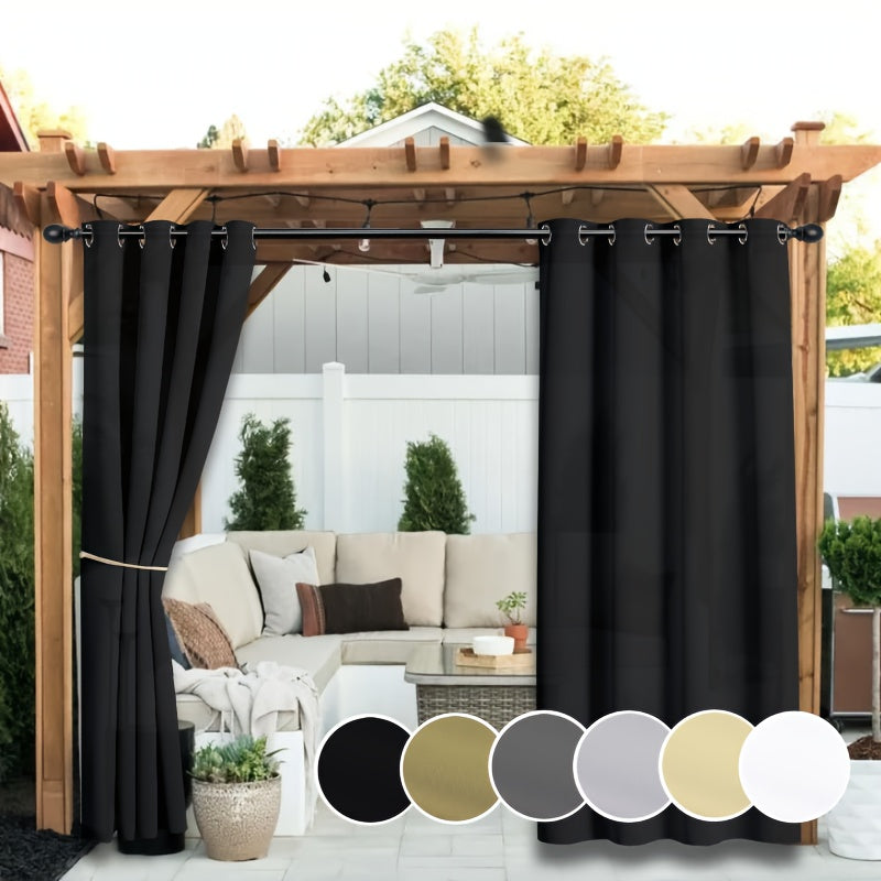 Rideaux extérieurs anti-UV et décoloration à œillets pour pergola (2 panneaux)