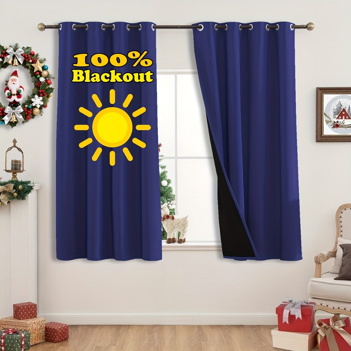 Rideaux occultants thermiques 100 % blackout à œillets – lot de 2 panneaux