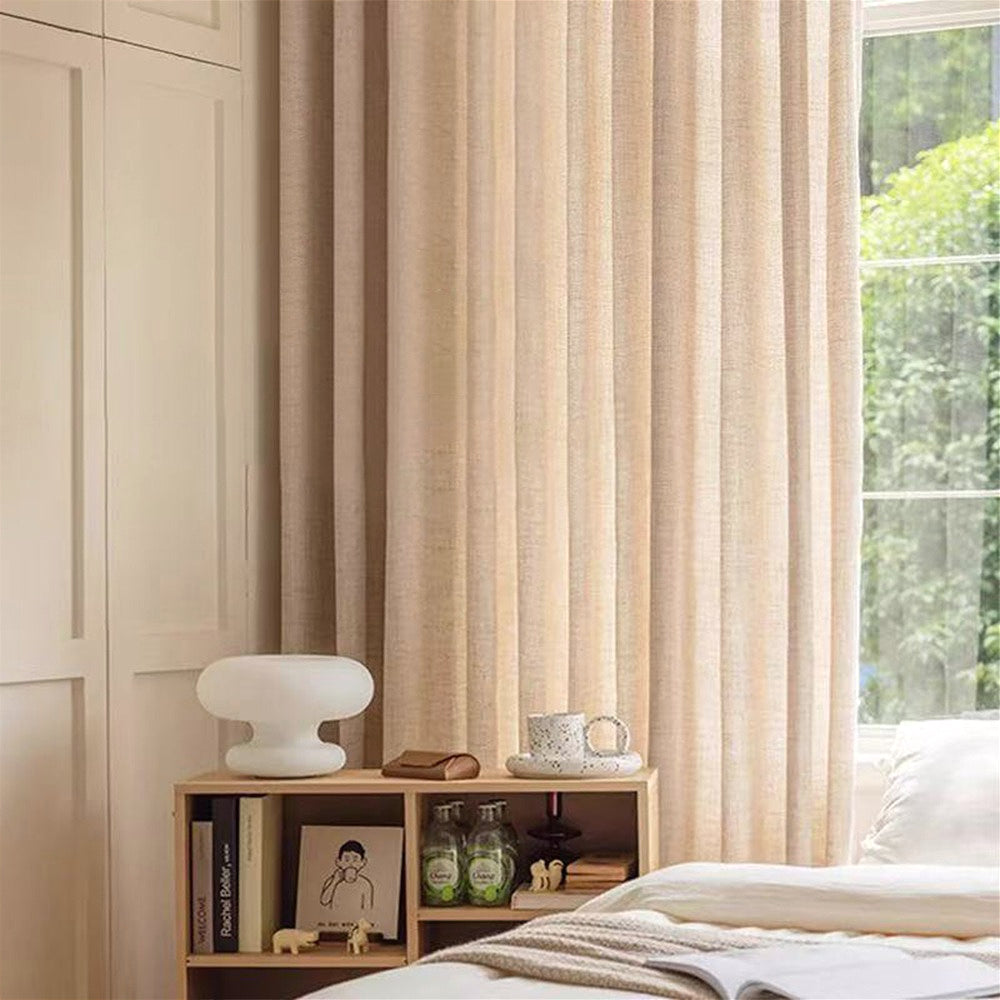 Rideaux japonais semi-transparents effet lin – lot de 2 pour salon et chambre