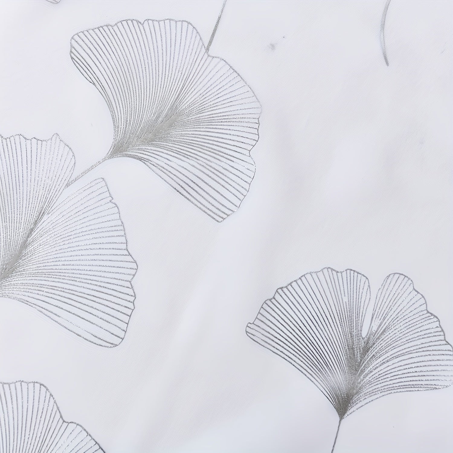 Rideaux voilage à motifs feuilles dorées et argentées à œillets (2 panneaux)