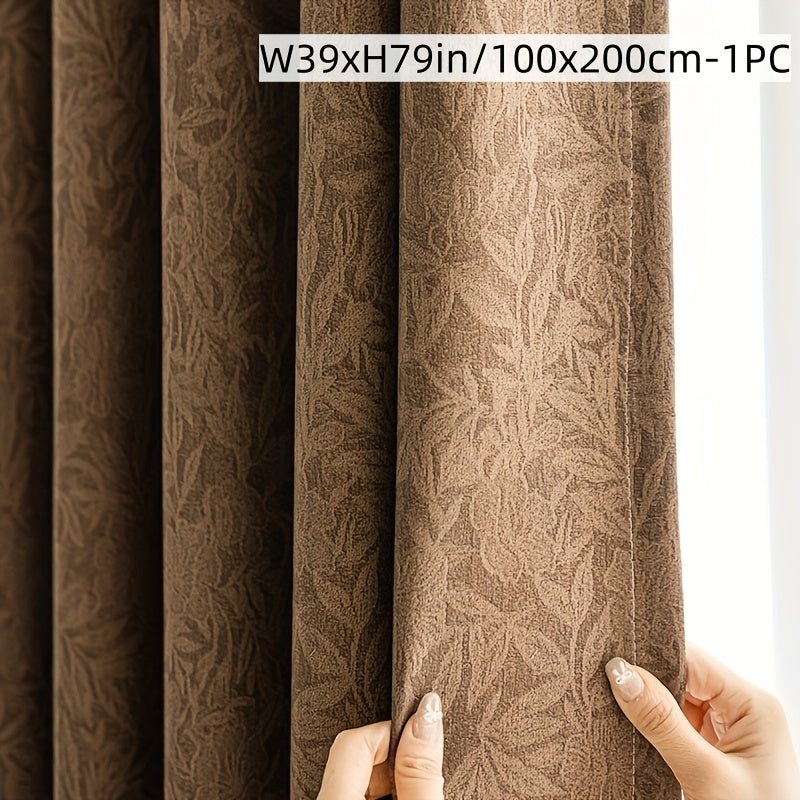 Rideau occultant jacquard chenille marron vintage à œillets