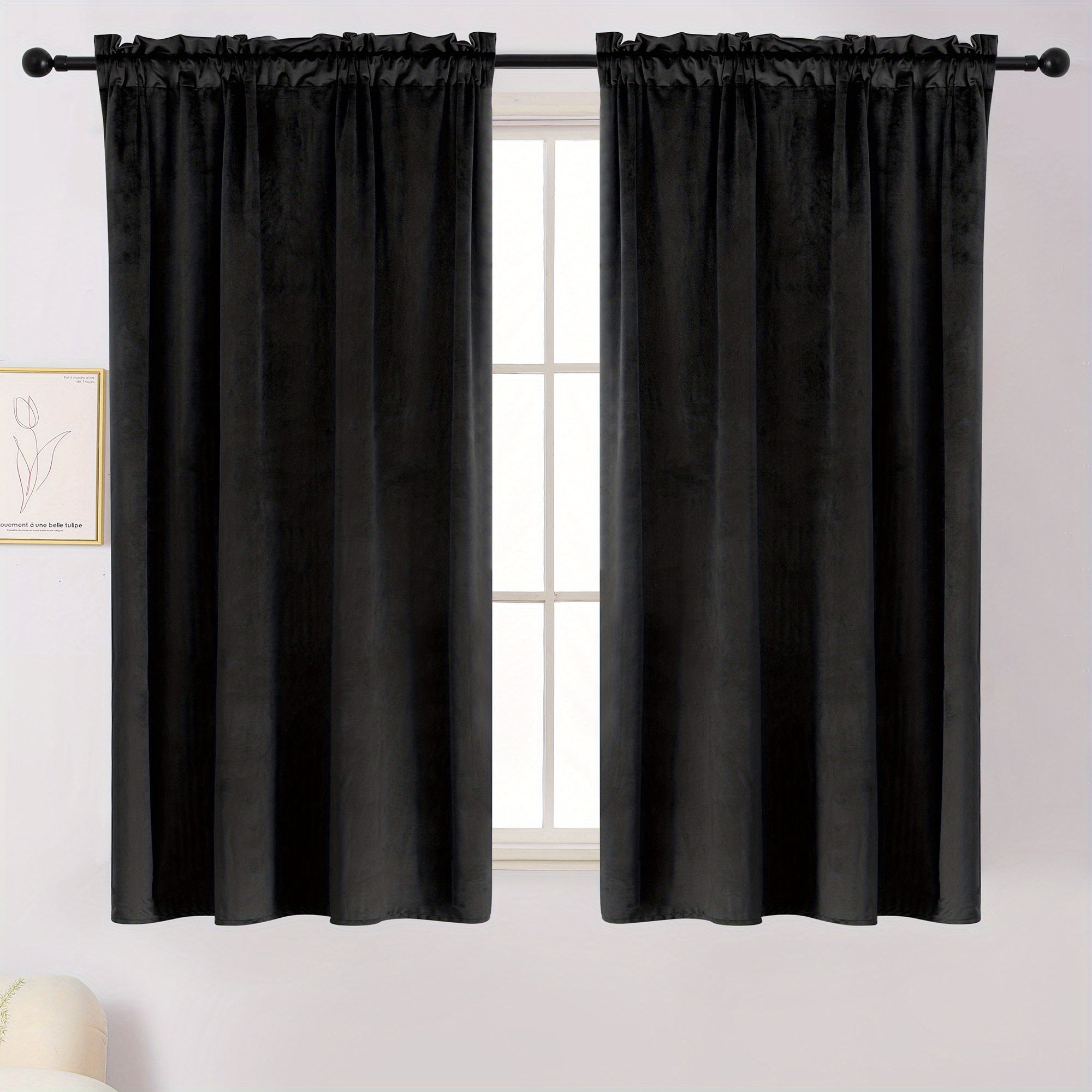 Rideau velours thermique et tamisant en polyester pour chambre et salon