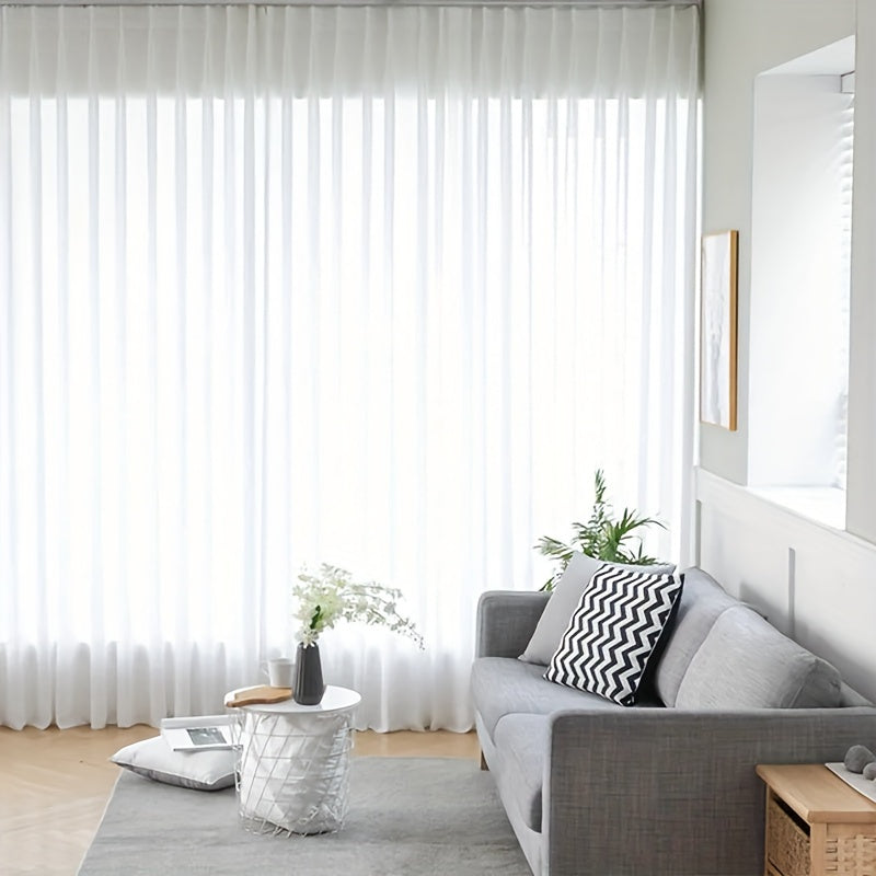 Rideau voilage blanc en mousseline semi-transparent pour salon et chambre