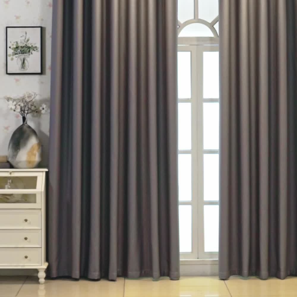 Rideaux occultants gris en polyester pour chambre et salon (2 panneaux)