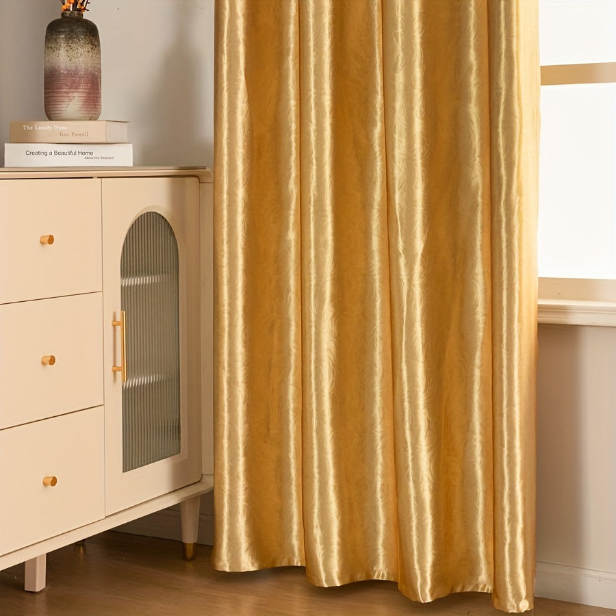 Rideaux occultants satin doré en polyester pour salon et chambre (2 panneaux)