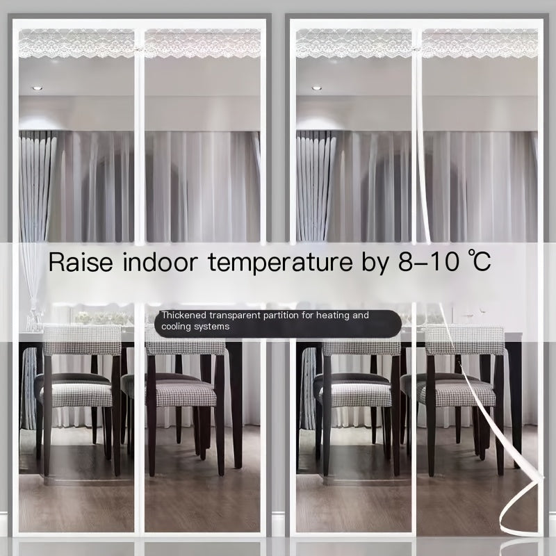 Rideau de porte thermique transparent en PVC isolant sans perçage