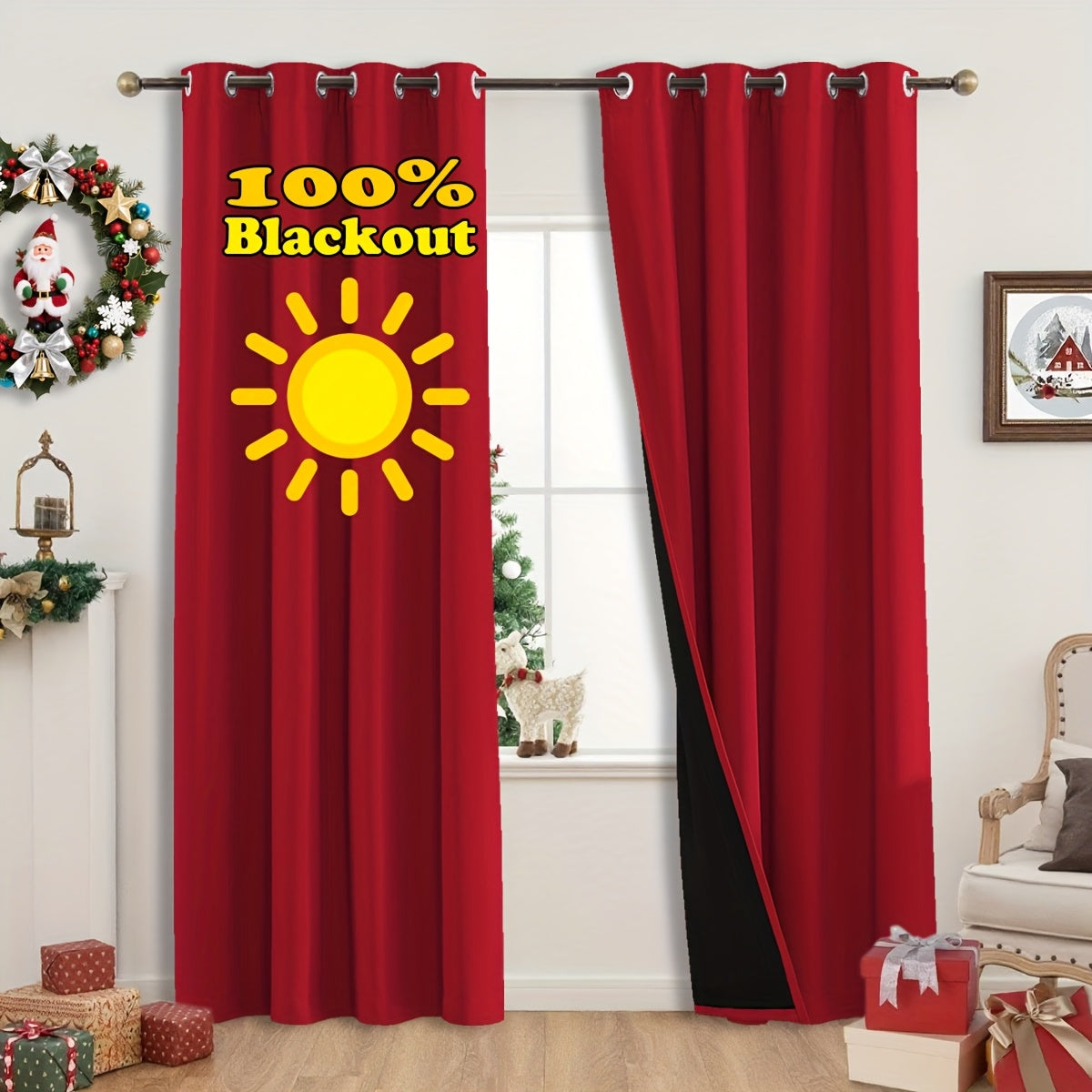 Rideaux occultants thermiques 100 % blackout à œillets – lot de 2 panneaux