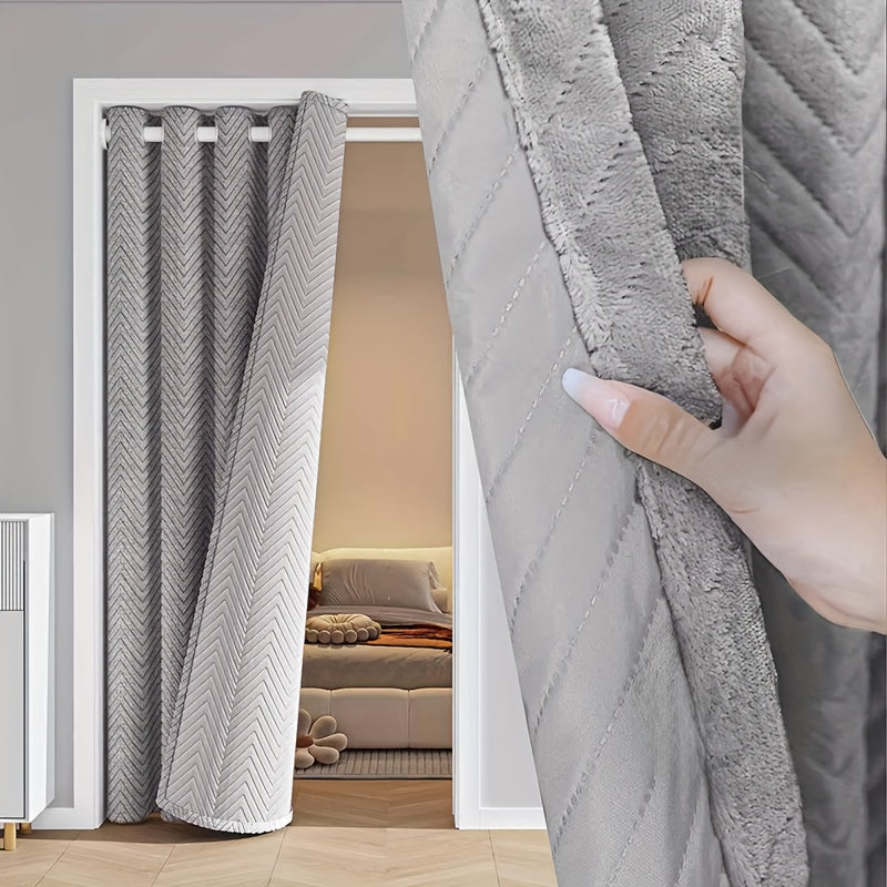 Rideau de porte thermique occultant épais – Isolation hiver sans perçage (1 panneau)