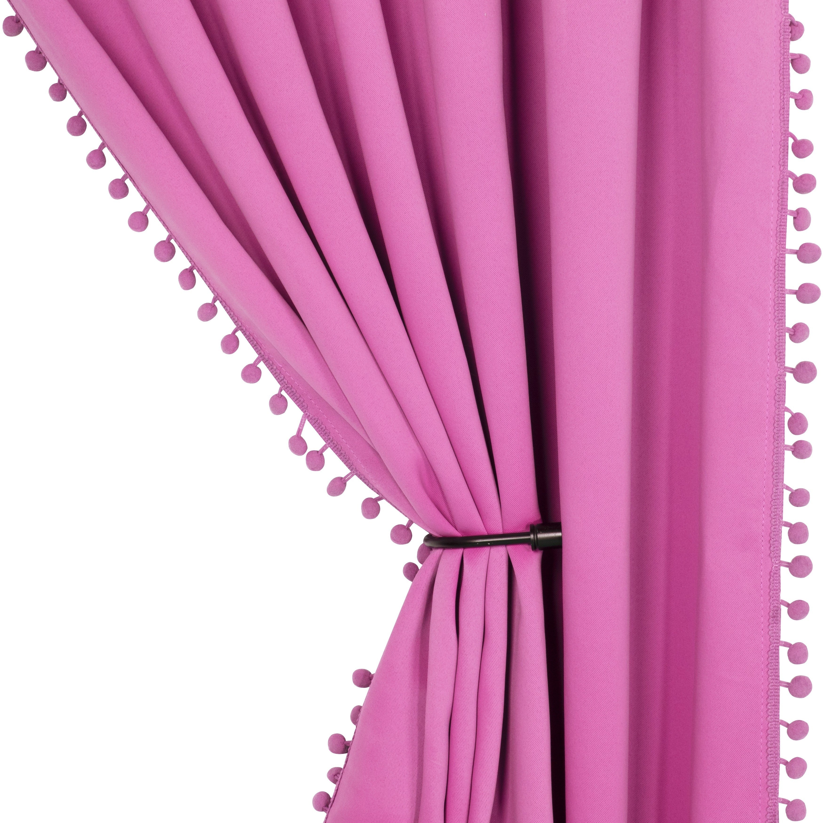 Rideau occultant thermique avec galon pompons pour salon et chambre