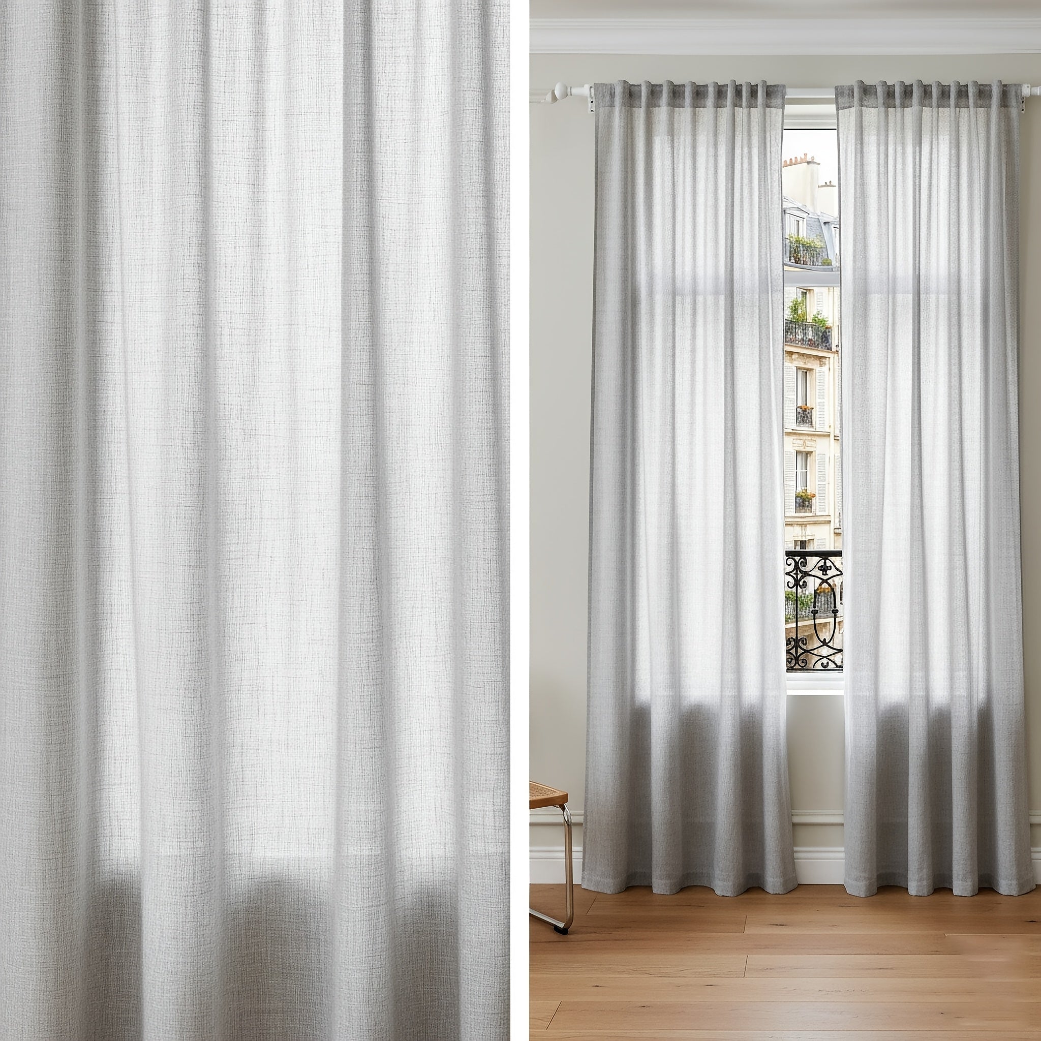 Rideaux tamisants effet lin polyester pour salon et chambre (2 panneaux)