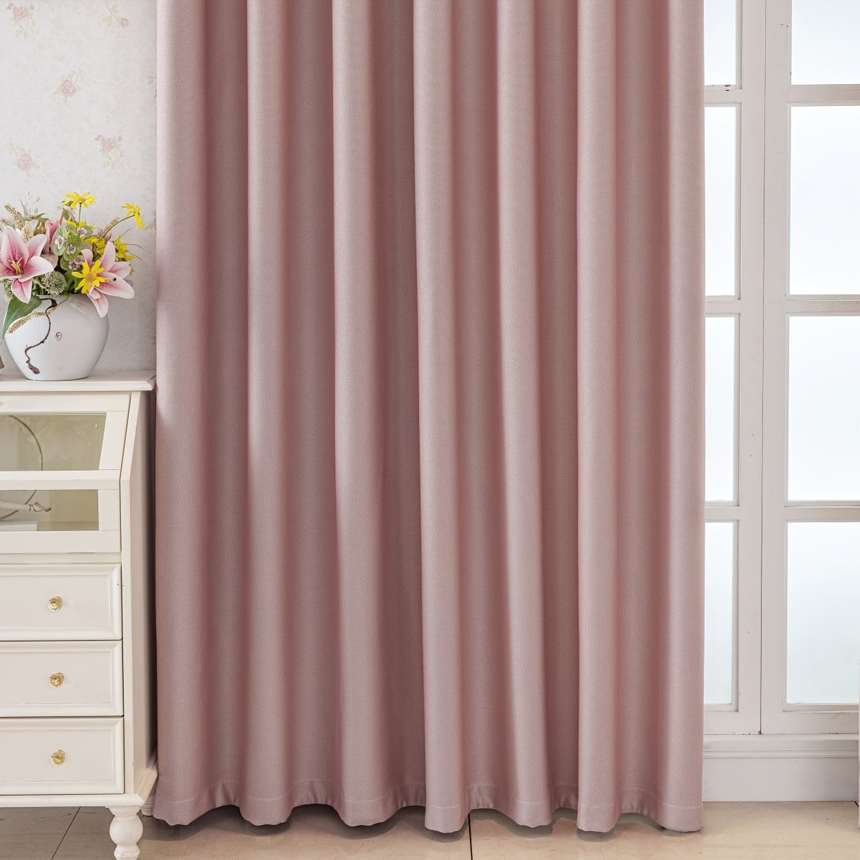 Rideaux occultants unis en polyester pour chambre et bureau (2 panneaux)
