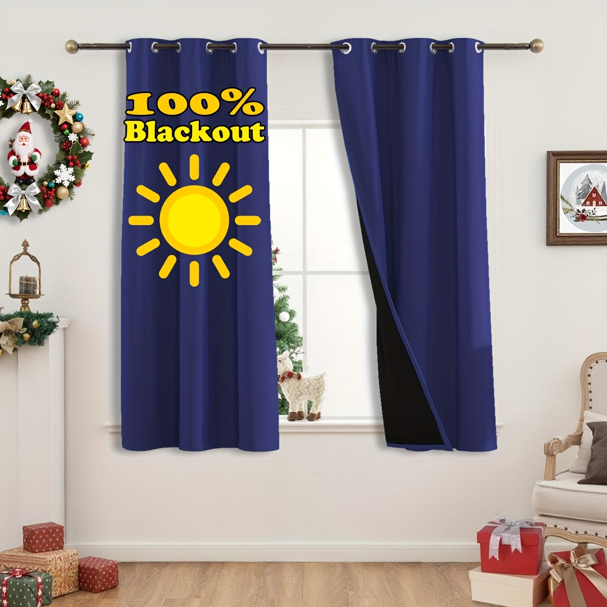 Rideaux occultants thermiques 100 % blackout à œillets – lot de 2 panneaux