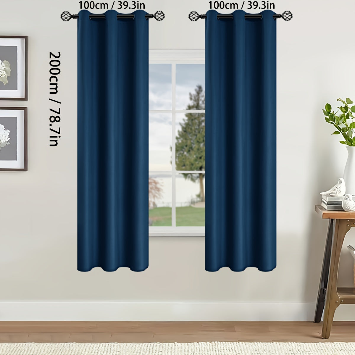 Rideaux occultants thermiques avec œillets pour salon et chambre - 2 panneaux