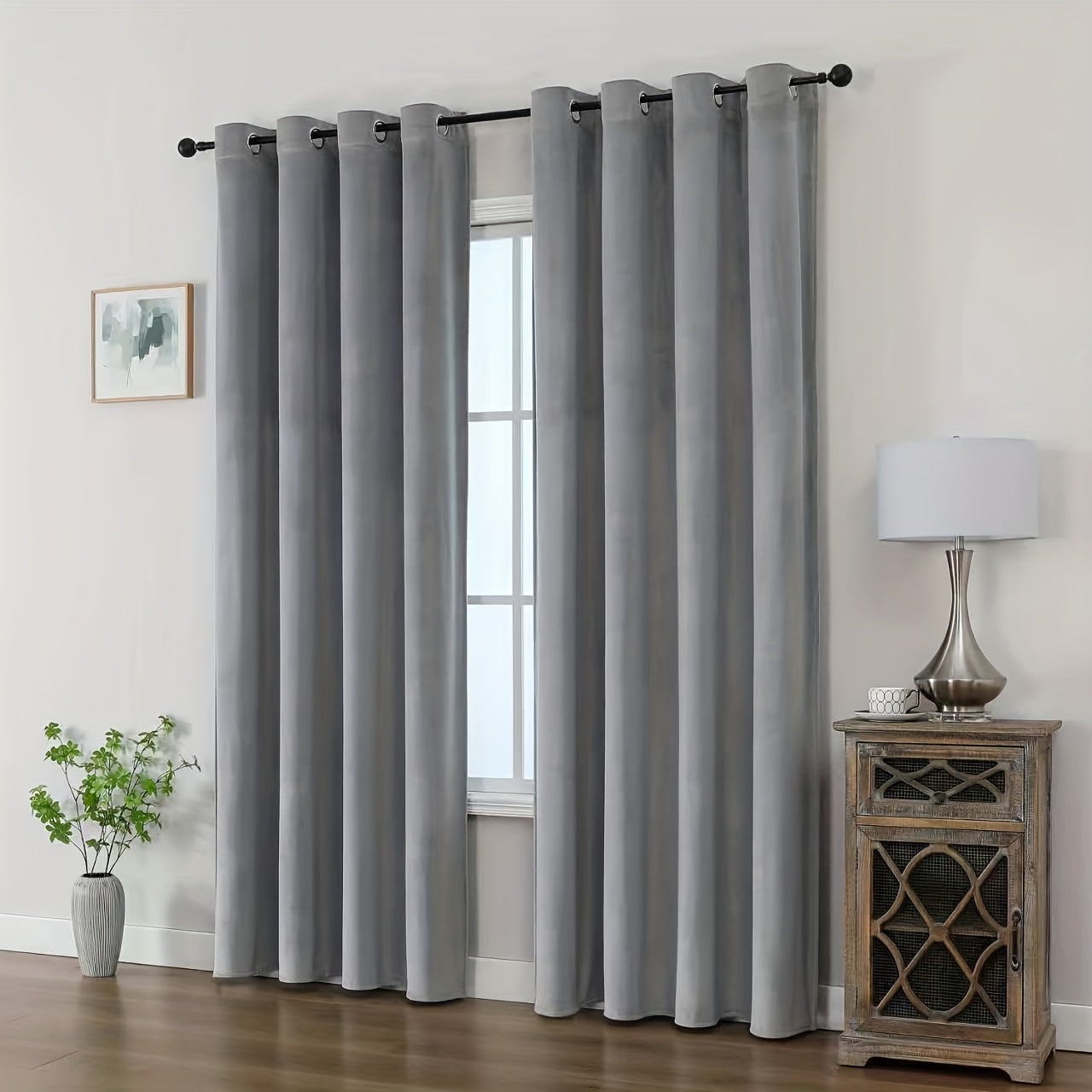 Rideaux occultants velours thermiques pour chambre et salon (2 panneaux)