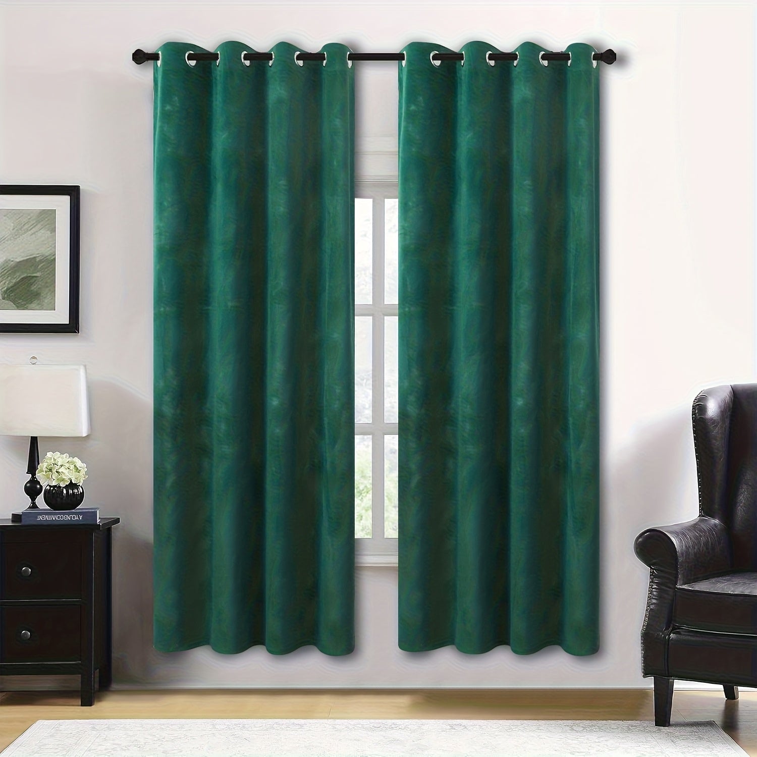Rideaux velours tamisants unis en polyester avec œillets (2 panneaux)