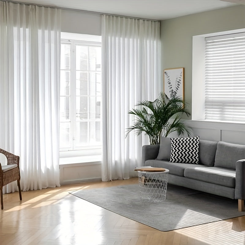 Rideau voilage blanc en mousseline semi-transparent pour salon et chambre