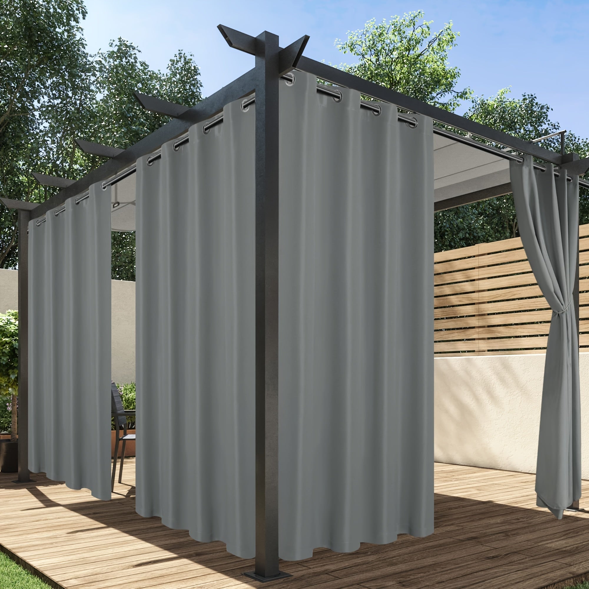 Rideaux extérieurs tamisants à œillets crème pour pergola (2 panneaux)