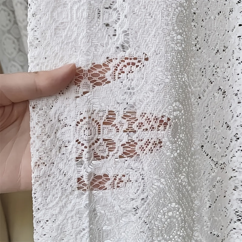 Rideau voilage en dentelle blanche brodée style rétro romantique