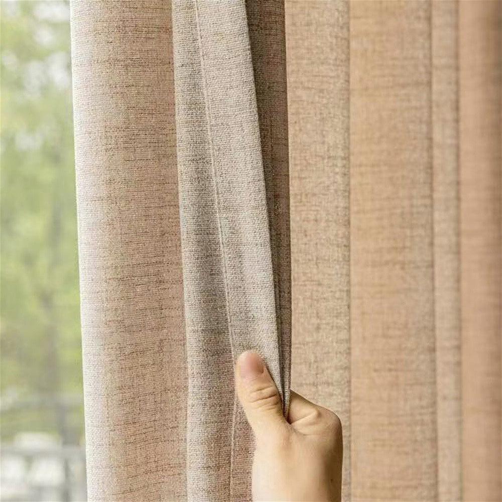 Rideaux japonais semi-transparents effet lin – lot de 2 pour salon et chambre