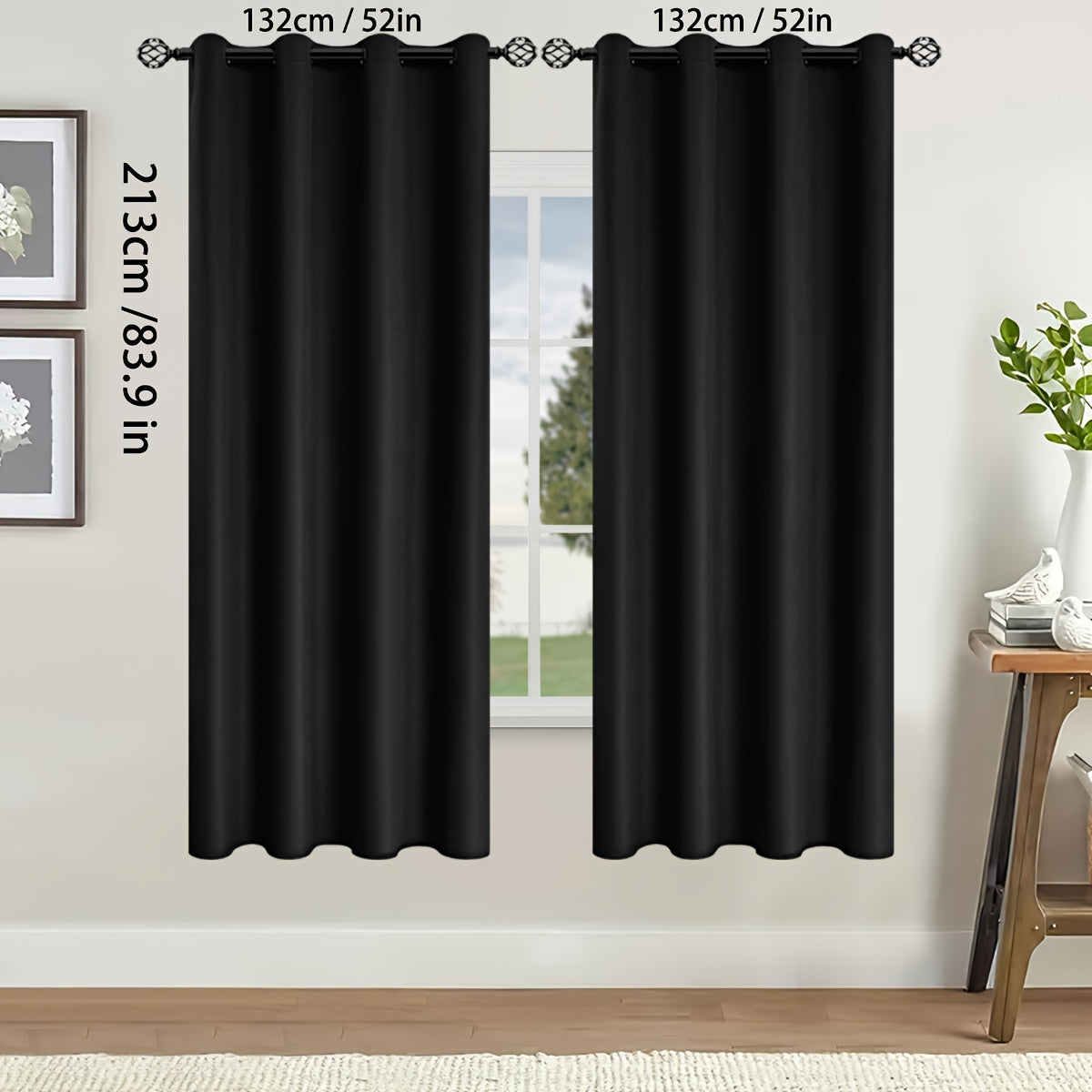 Rideaux occultants thermiques avec œillets pour salon et chambre - 2 panneaux