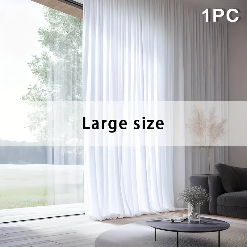 Rideau voilage grande largeur blanc semi-transparent pour baie vitrée