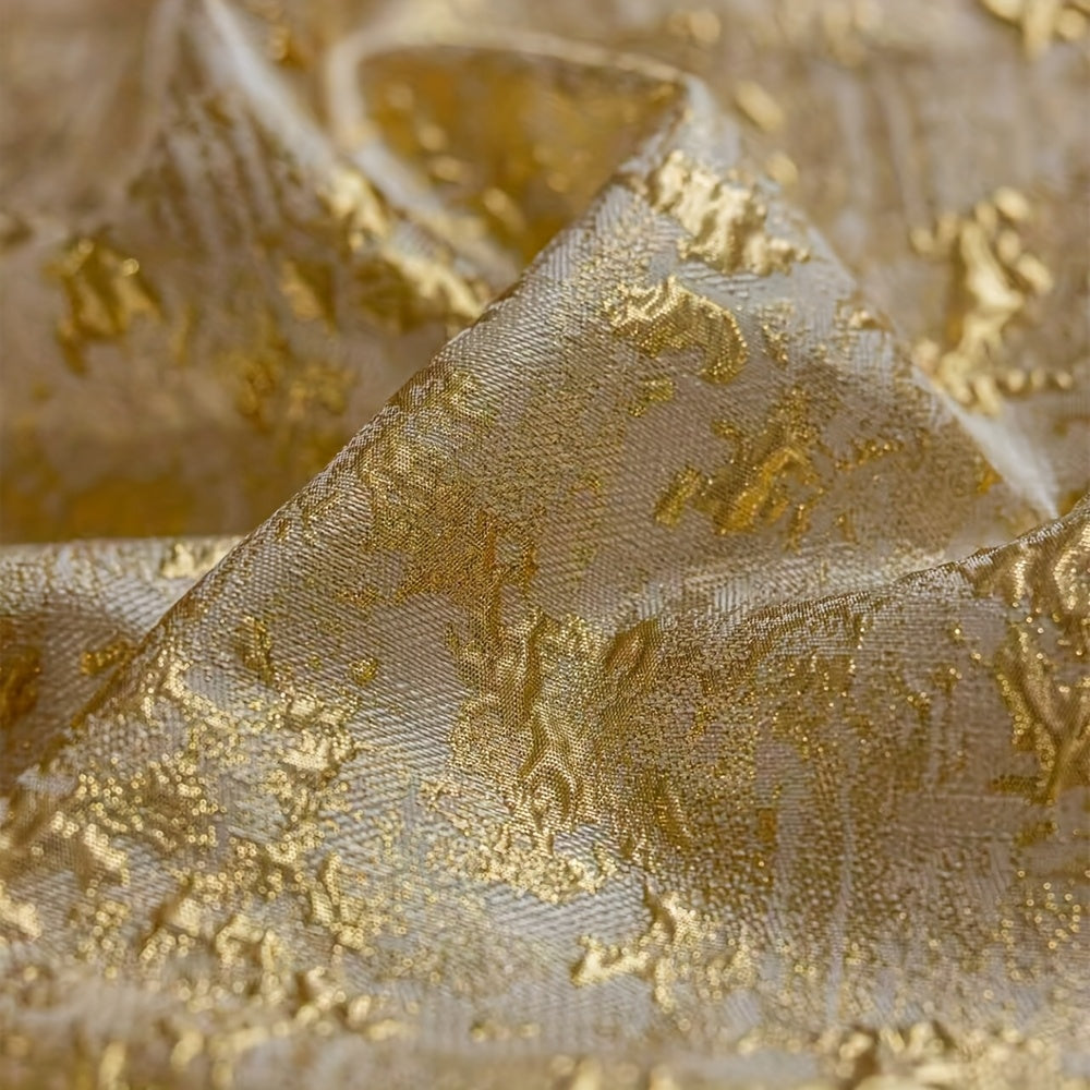 Rideau occultant jacquard doré en polyester pour salon et chambre