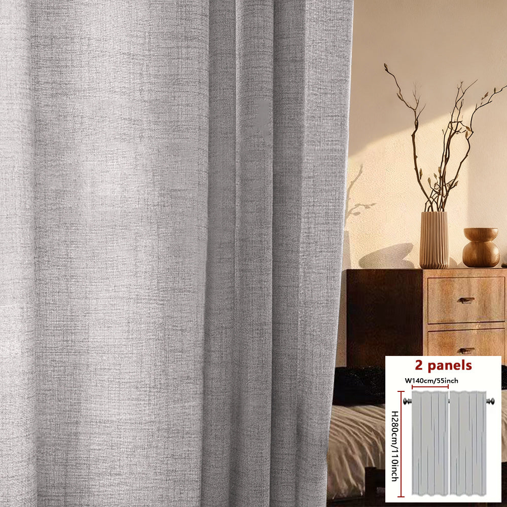Rideaux japonais semi-transparents effet lin – lot de 2 pour salon et chambre