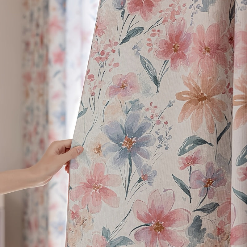 Rideau occultant en chenille jacquard floral style campagne française
