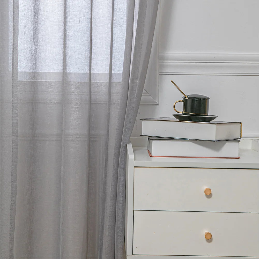 Rideau voilage en polyester effet lin tamisant pour salon et chambre
