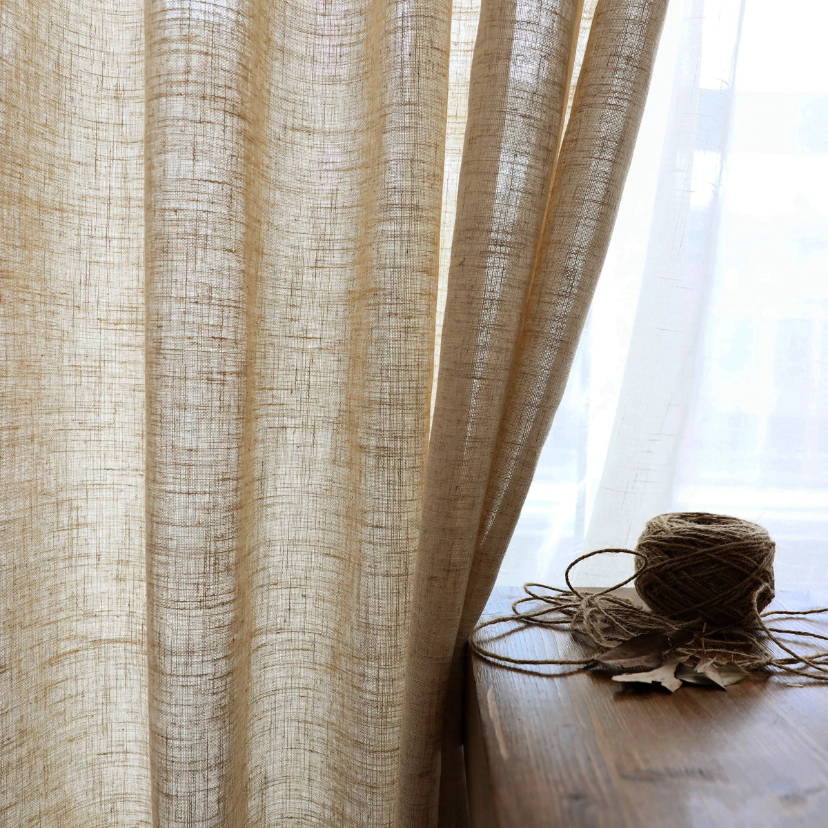 Rideau voilage lin moderne uni tamisant pour salon et chambre