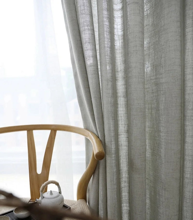 Rideau voilage lin moderne uni tamisant pour salon et chambre