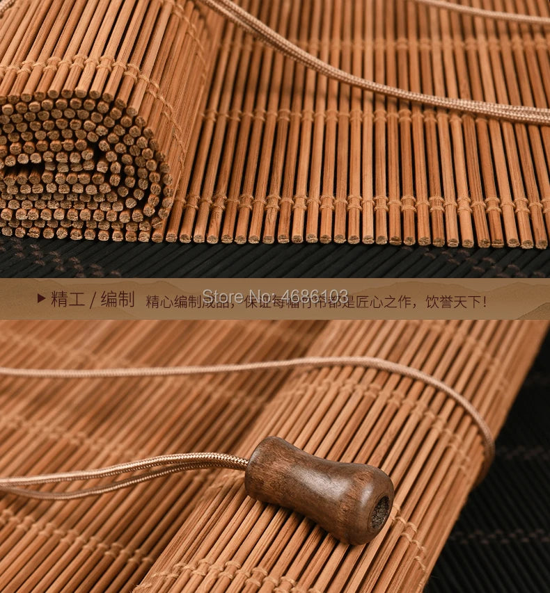 Store enrouleur en bambou naturel tamisant style zen pour fenêtre et porte-fenêtre