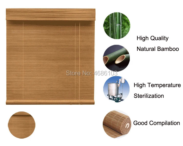 Store enrouleur en bambou naturel tamisant style zen pour fenêtre et porte-fenêtre