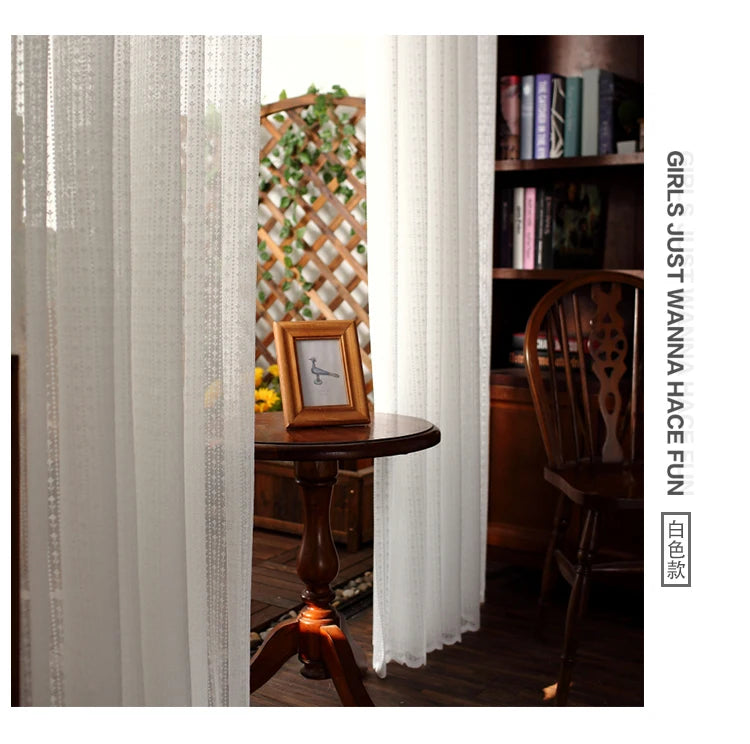 Voilage blanc brodé style moderne pour salon et chambre (1 pièce)