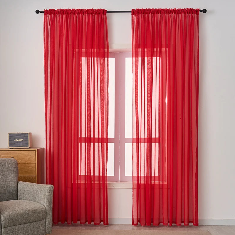 Rideau voilage uni léger en polyester tamisant pour salon et chambre