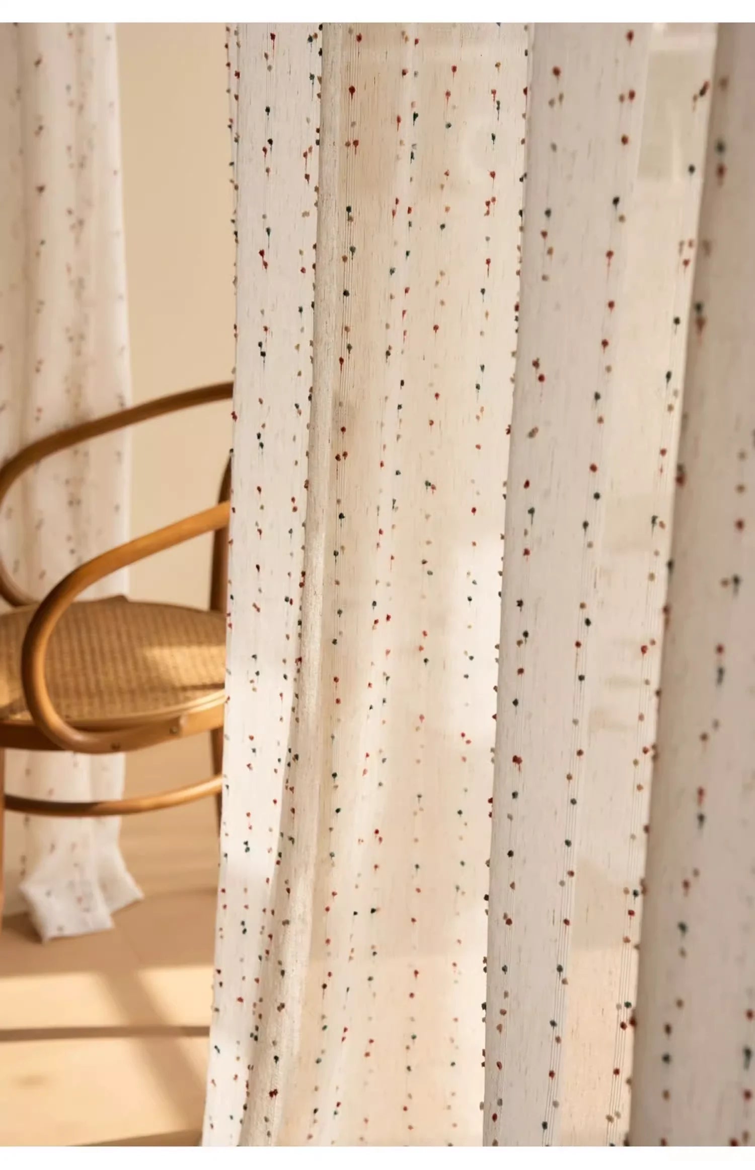 Rideau voilage blanc brodé bohème pour salon et chambre