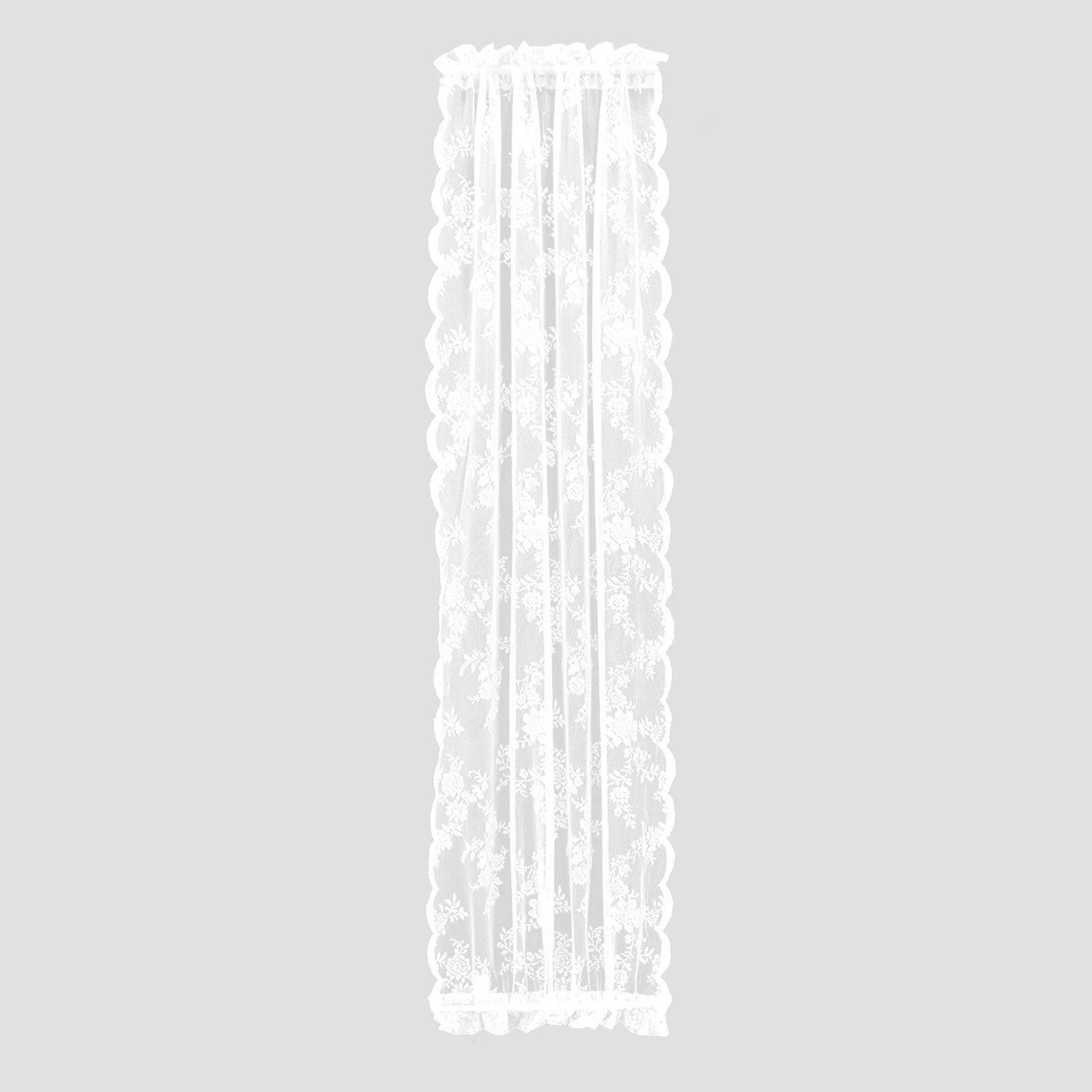 Rideau voilage porte fenêtre dentelle florale blanc tamisant