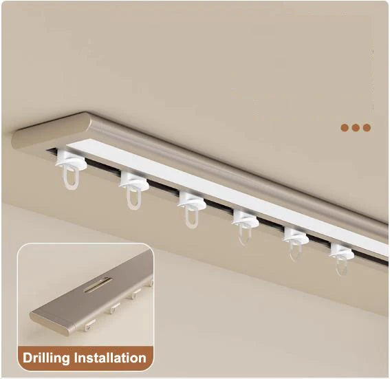 Tringle rail rideau courbe aluminium ultra fin plafond silencieux sur mesure