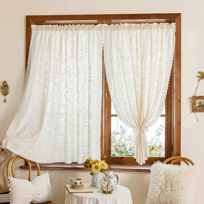 Rideau blanc translucide à bandes auto-agrippantes – 1 panneau pour salon et chambre