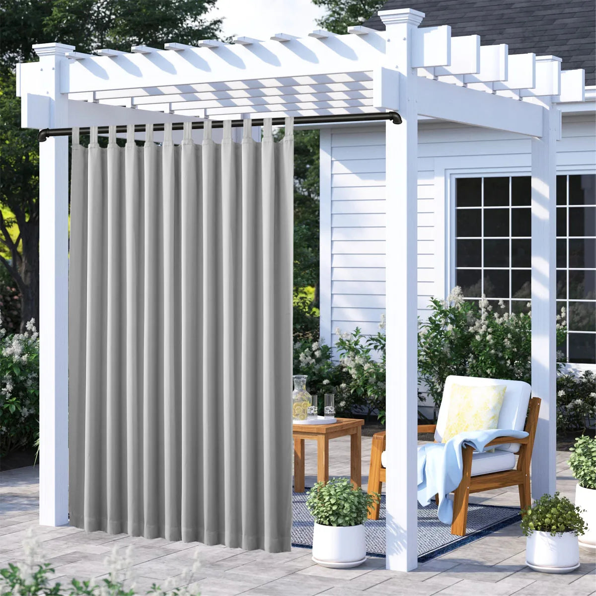 Rideau extérieur occultant thermique imperméable pour pergola et terrasse