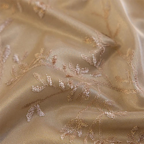 Rideau voilage jacquard beige à motifs floraux pour salon et balcon