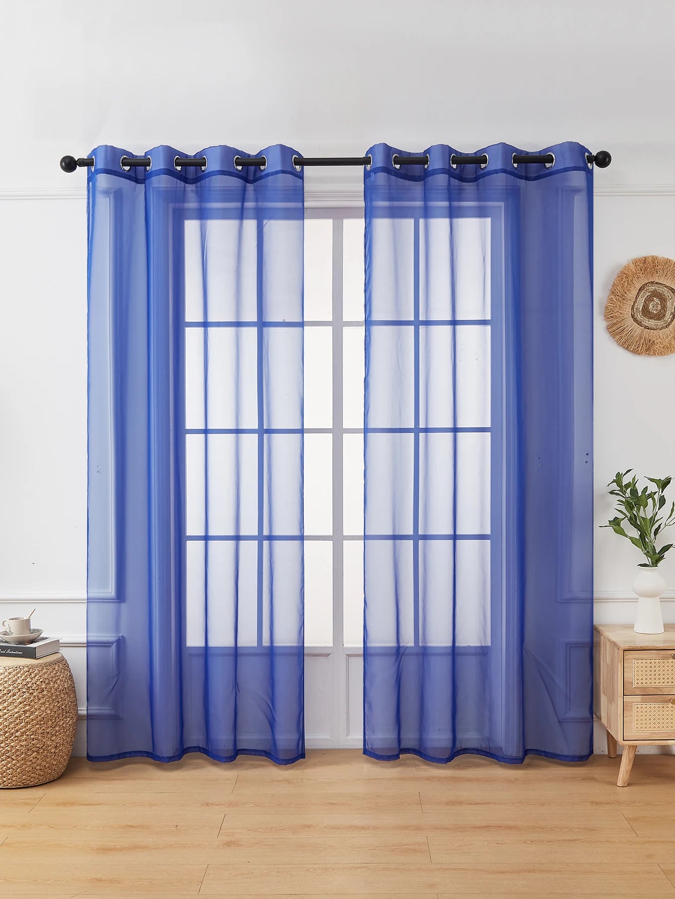 Rideau voilage bleu imperméable à œillets pour intérieur et extérieur