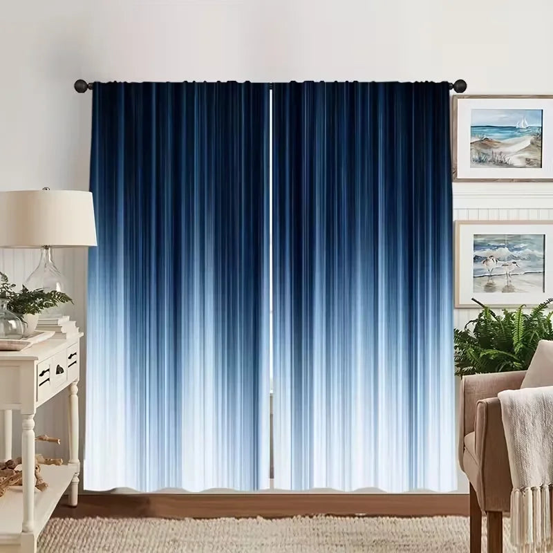 Rideaux bleu dégradé tamisants modernes (2 panneaux)