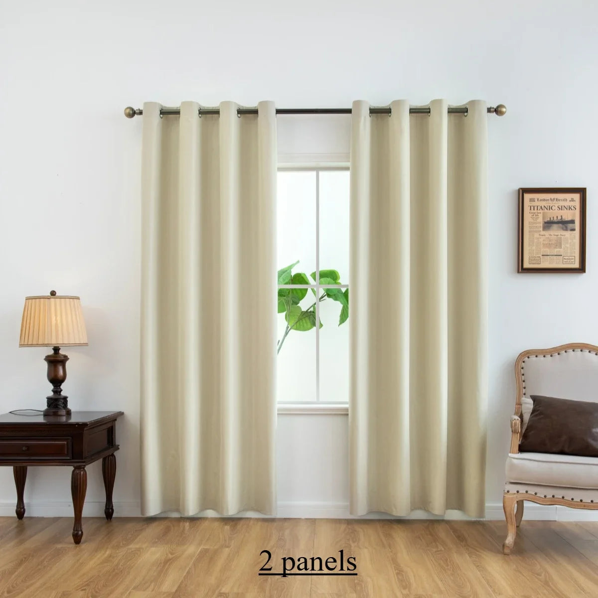 Rideaux occultants 100% polyester unis pour chambre et salon (2 panneaux)