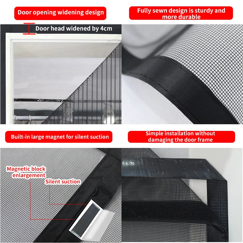 Store magnétique anti-moustiques – Écran en fibre de verre, fermeture automatique, taille personnalisable pour porte