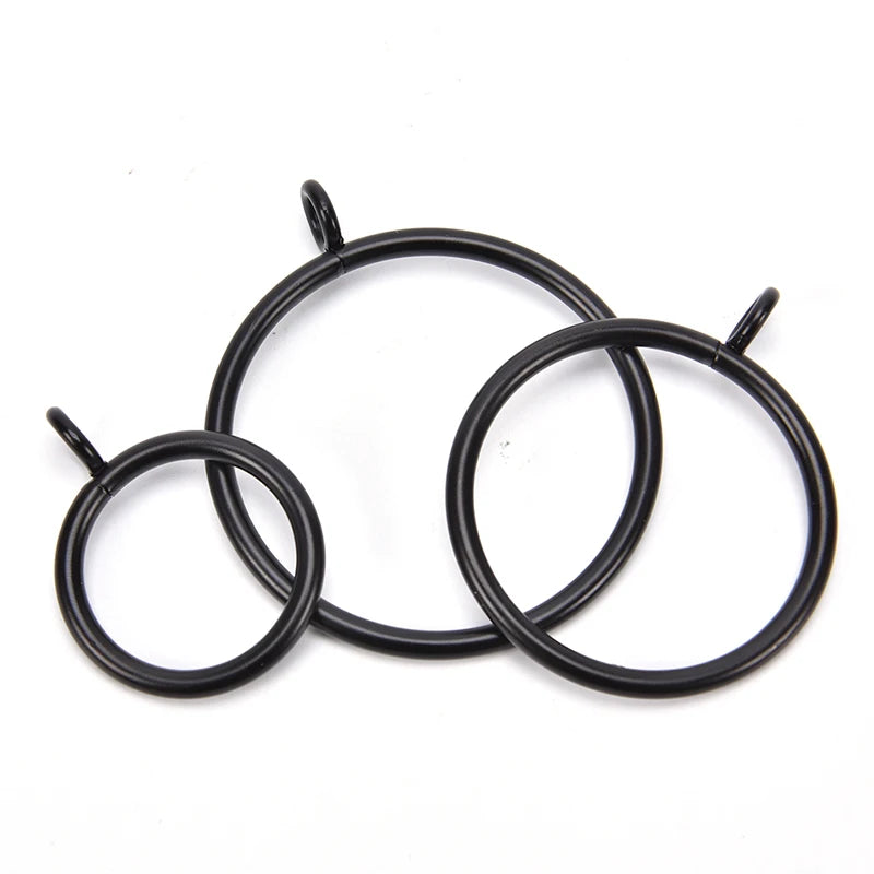 Lot de 10 anneaux de rideaux métalliques noirs (5 tailles disponibles)