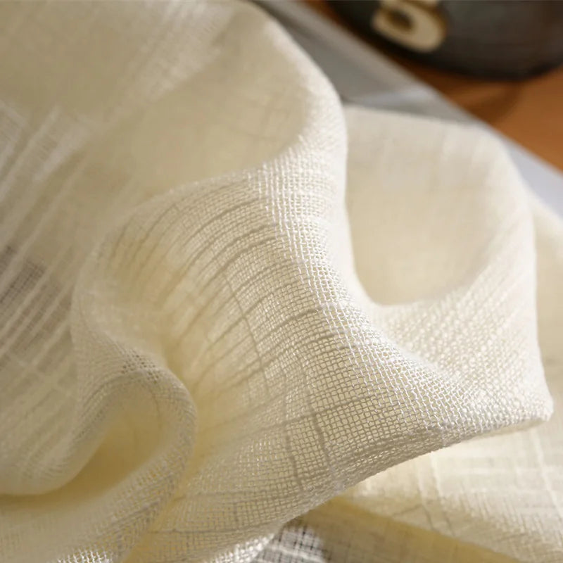 Rideau voilage jaune clair en coton lin style japonais pour salon