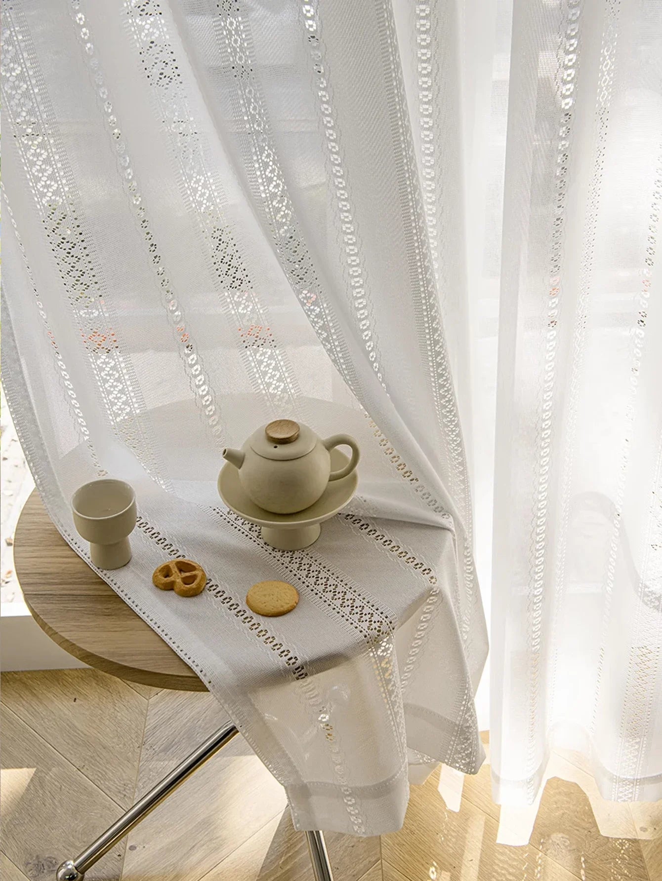 Rideau voilage blanc en gaze de coton style japonais pour chambre